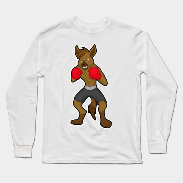 Hyena at Boxing with Boxing gloves Long Sleeve T-Shirt by Markus Schnabel